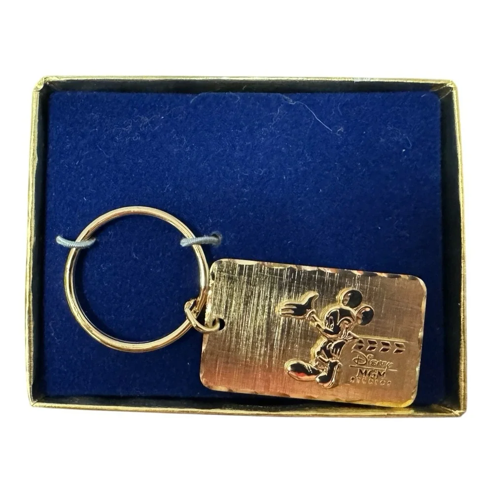 Walt Disney Productions MGM Gold Plated Mickey Mouse Key Chain In‎ Original Box